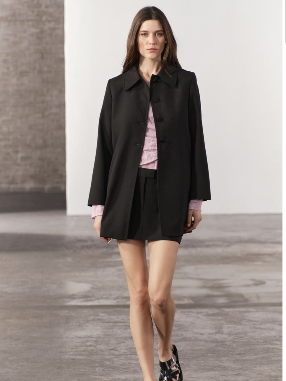 ZARA Wool Blend Frock Coat Black Size S Like New